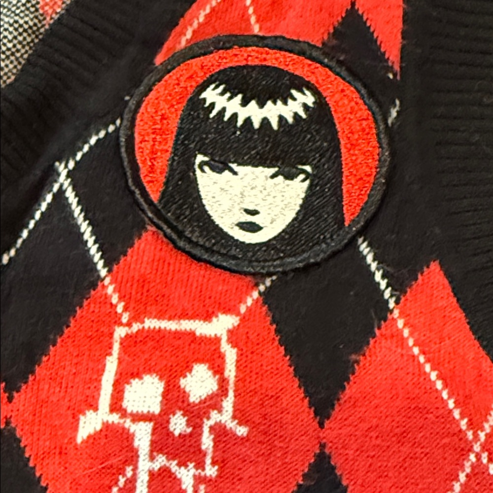 Dolls Kill Red and Black Argyle Sweater Vest - Picture 3 of 4